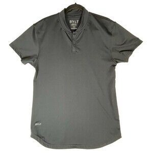 BYLT Premium Basics Drop Cut Stealth Polo Shirt Mens Medium Black Stretch